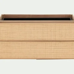 Bloc de 2 grands tiroirs en chêne et raphia L82cm - bois clair