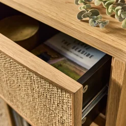 Bloc de 1 tiroir en chêne et raphia L40cm - bois clair