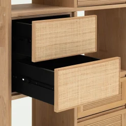 Bloc de 2 tiroirs en chêne et raphia L40cm - bois clair