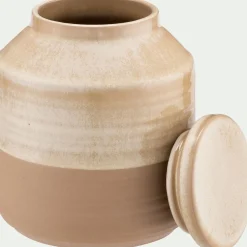 Bocal avec couvercle 0,75L en grès - beige