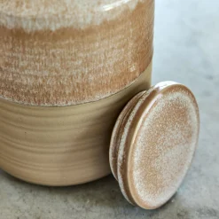 Bocal avec couvercle 1L en grès - beige