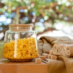 Bocal conique en verre avec couvercle en bambou 1L - transparent