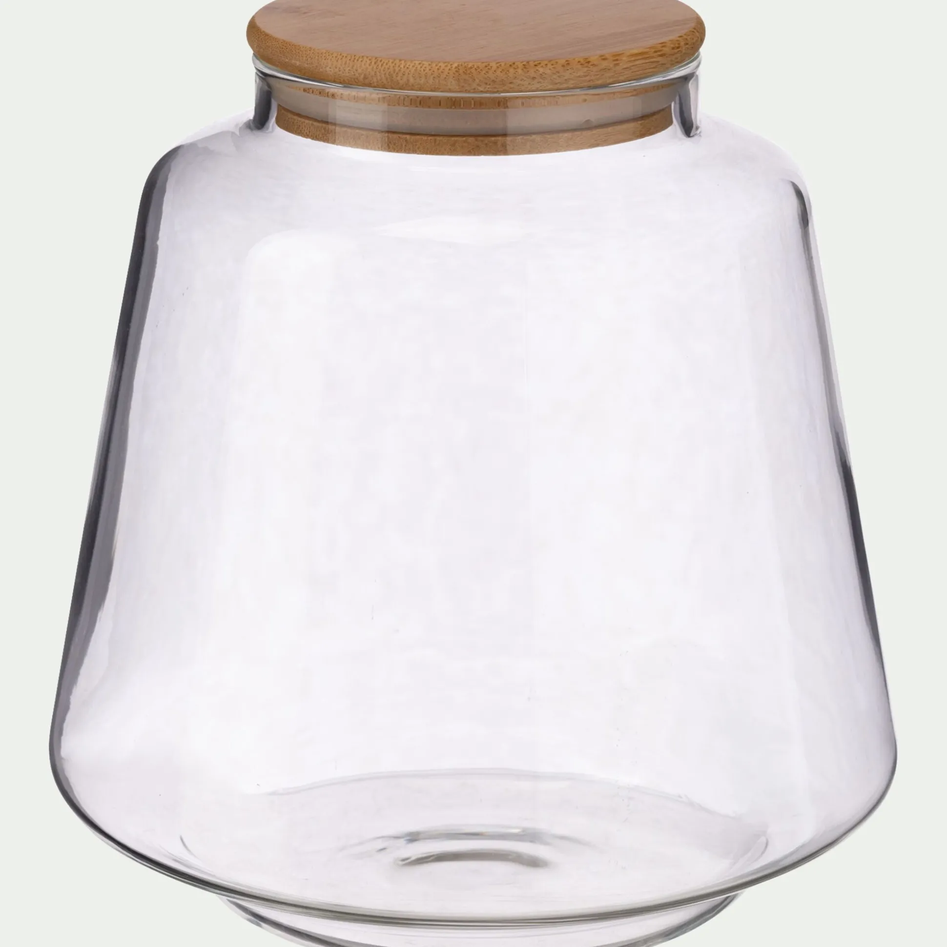 Bocal conique en verre avec couvercle en bambou 2,2L - transparent