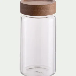 Bocal de conservation en verre avec couvercle en acacia 30cl - transparent