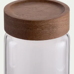 Bocal de conservation en verre avec couvercle en acacia 30cl - transparent