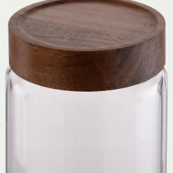 Bocal de conservation en verre avec couvercle en acacia 1,3L - transparent