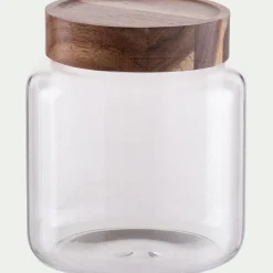 Bocal de conservation en verre avec couvercle en acacia 1,25L - transparent