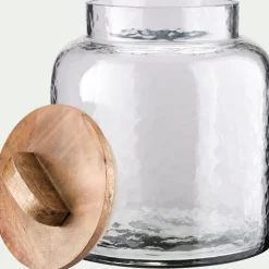 Bocal en verre avec couvercle en manguier 3,5L - transparent