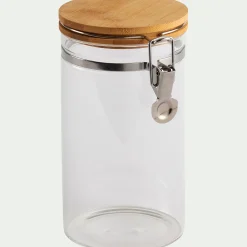 Bocal en verre avec couvercle en bambou 1L - transparent