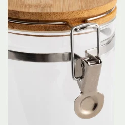 Bocal en verre avec couvercle en bambou 1L - transparent