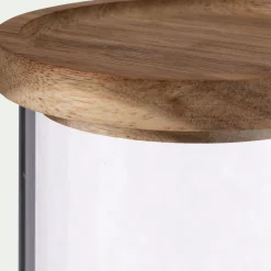 Bocal en verre avec couvercle en acacia 1L - transparent
