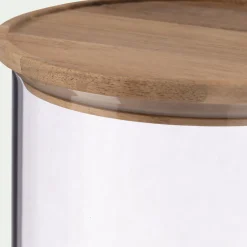 Bocal en verre avec couvercle en acacia 1,8L - transparent