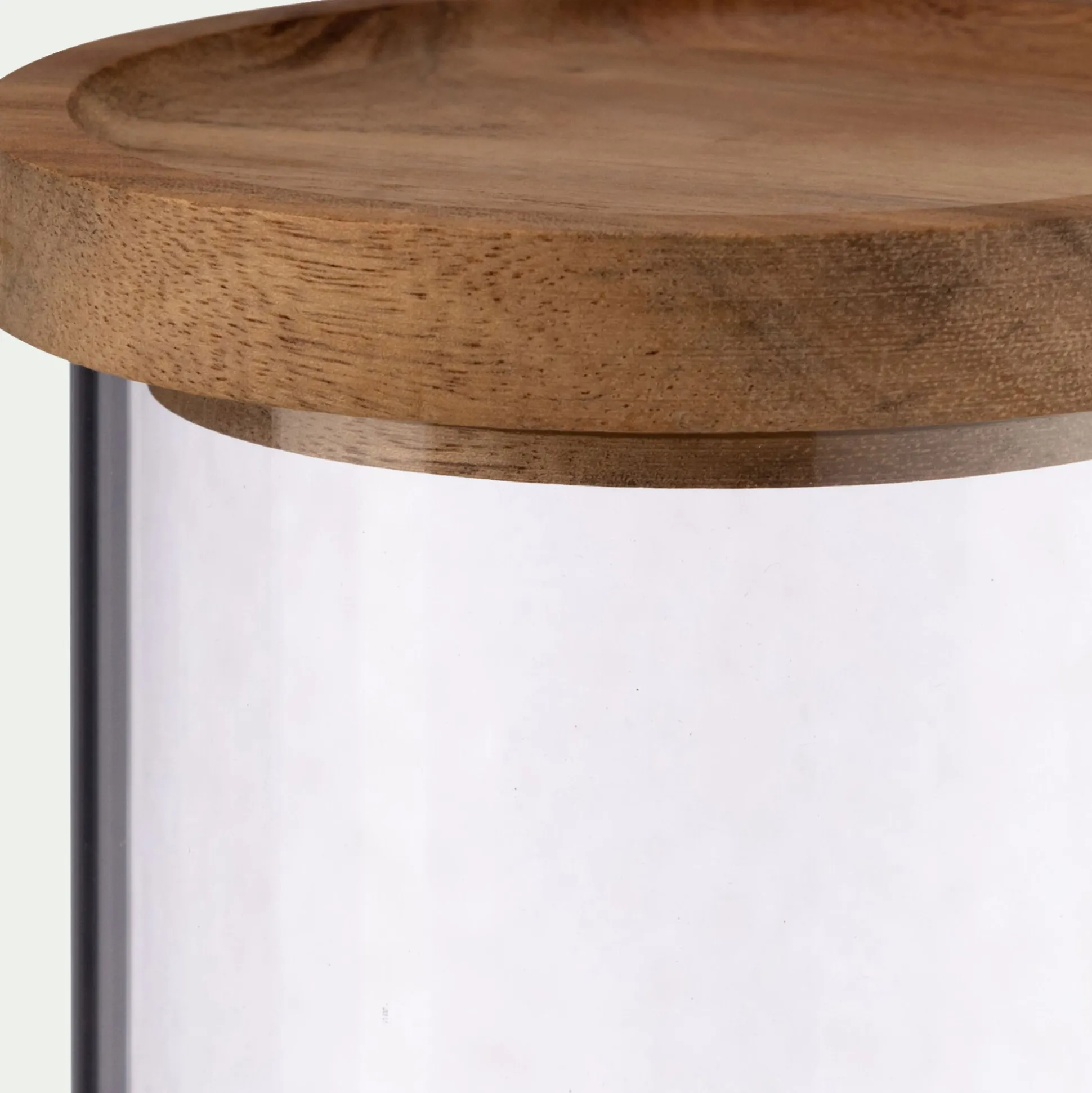 Bocal en verre avec couvercle en acacia 1,5L - transparent