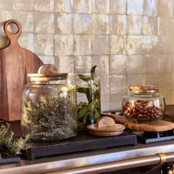 Bocal en verre avec couvercle en manguier 1,25L - transparent