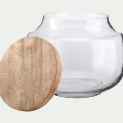 Bocal en verre avec couvercle en manguier 1,25L - transparent