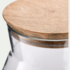 Bocal en verre avec couvercle en manguier 4L - transparent