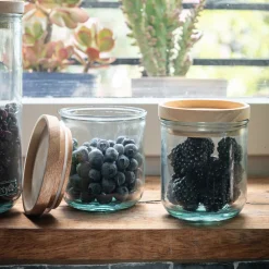 Bocal en verre recyclé avec couvercle en bois 35cl - transparent