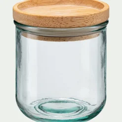 Bocal en verre recyclé avec couvercle en bois 35cl - transparent