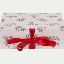 Boite cadeau motif fragon 30X20X10cm - blanc