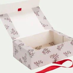 Boite cadeau motif fragon 30X20X10cm - blanc