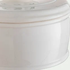 Boite déco en grès D10xH9,8cm - blanc