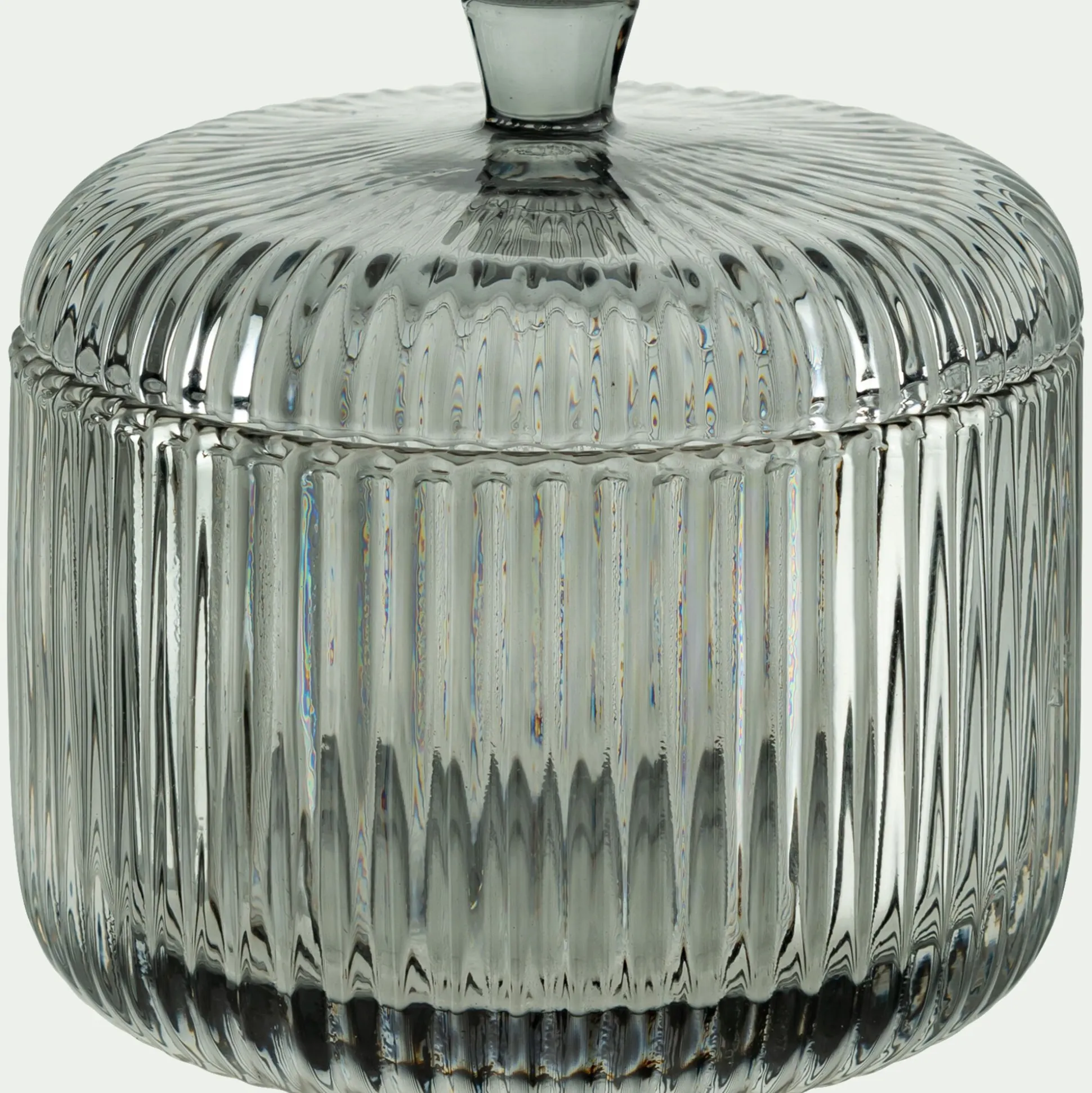 Boite déco en verre D10cm - gris