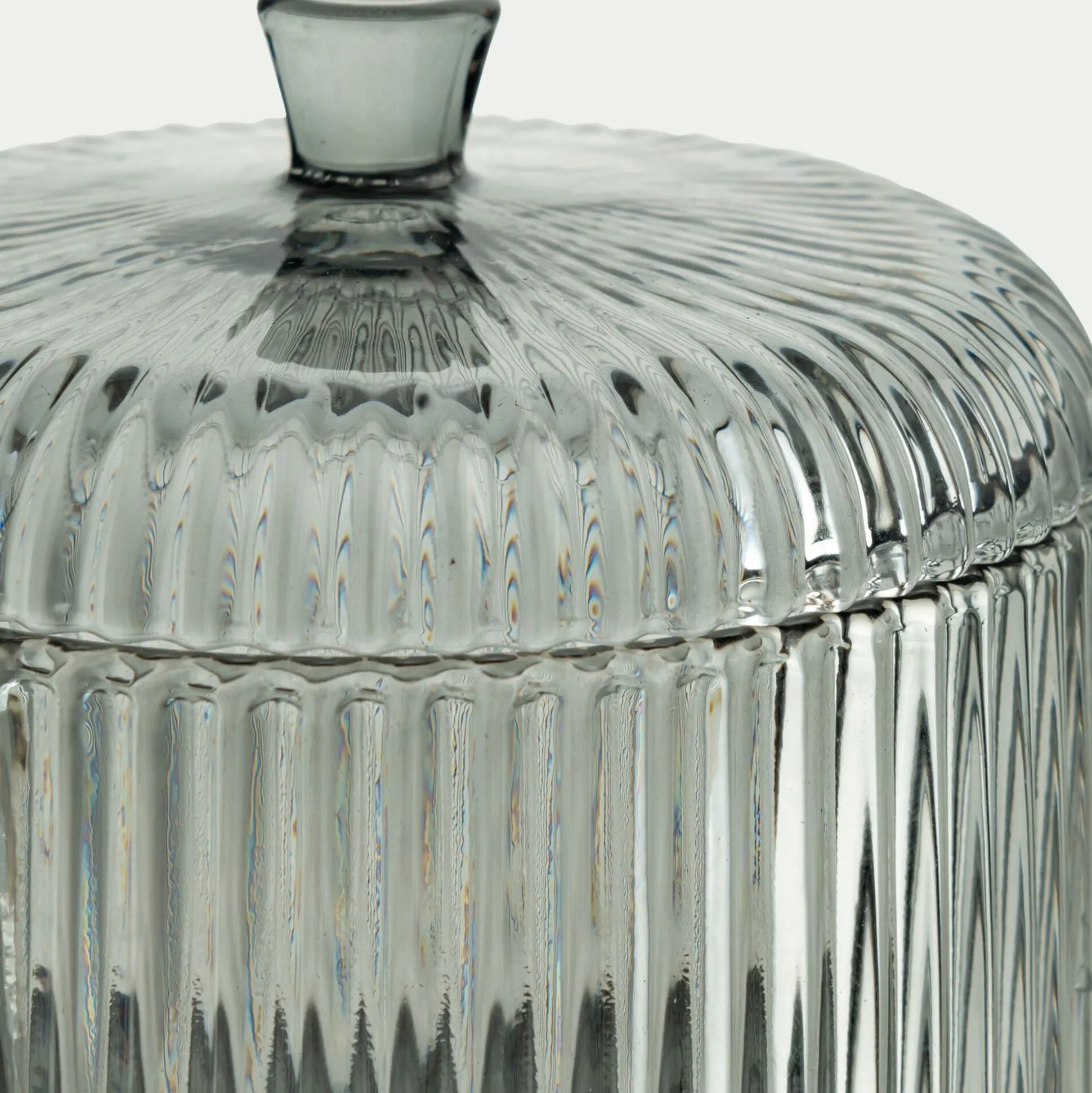 Boite déco en verre D10cm - gris