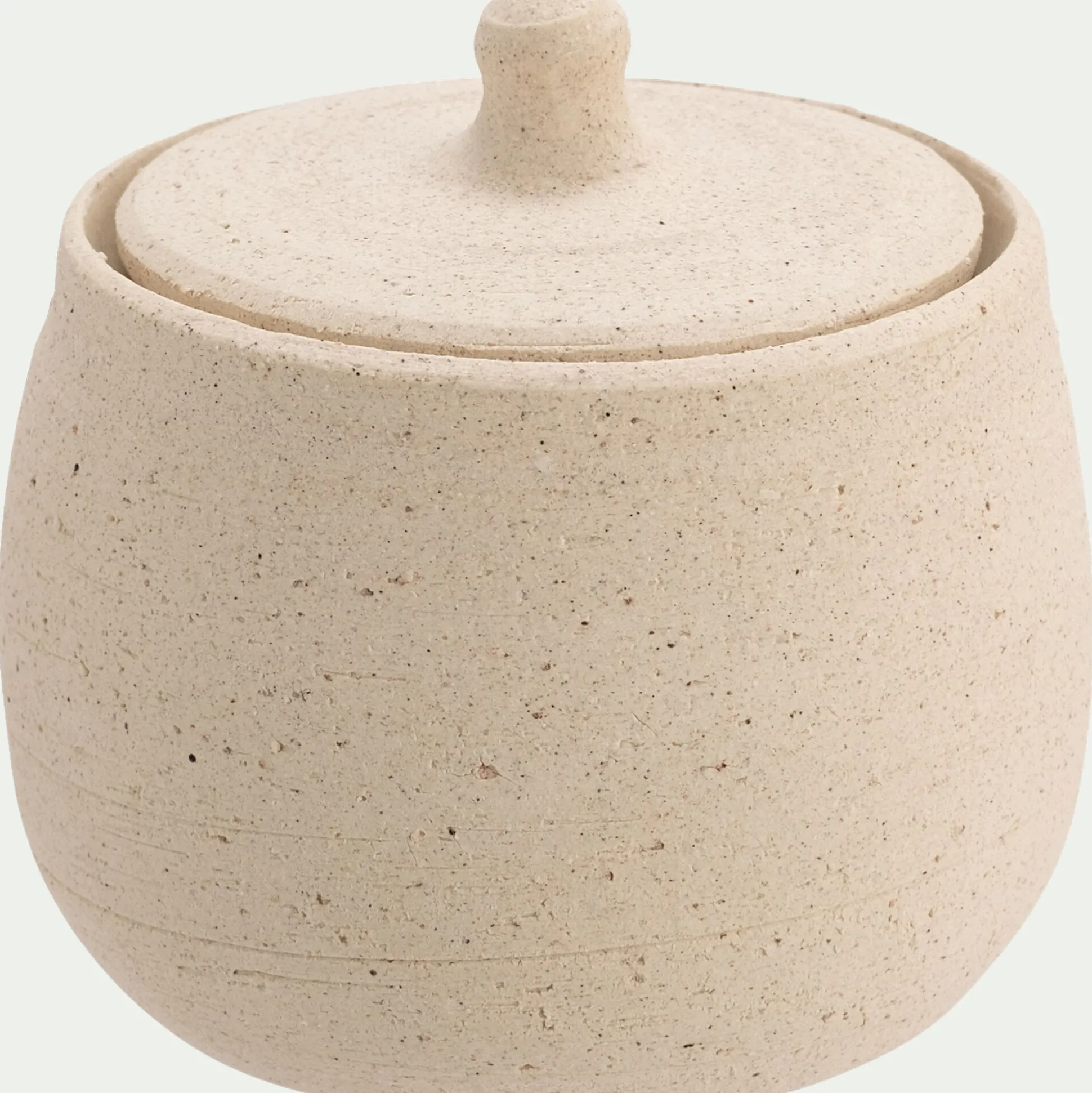 Boite décorative en grès D9,5xH10cm - beige