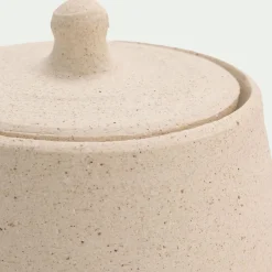 Boite décorative en grès D9,5xH10cm - beige