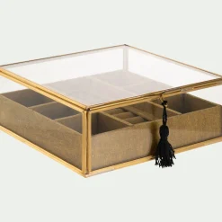 Boite en laiton et en verre 21x21x8cm - doré