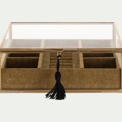 Boite en laiton et en verre 21x21x8cm - doré