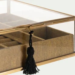 Boite en laiton et en verre 21x21x8cm - doré