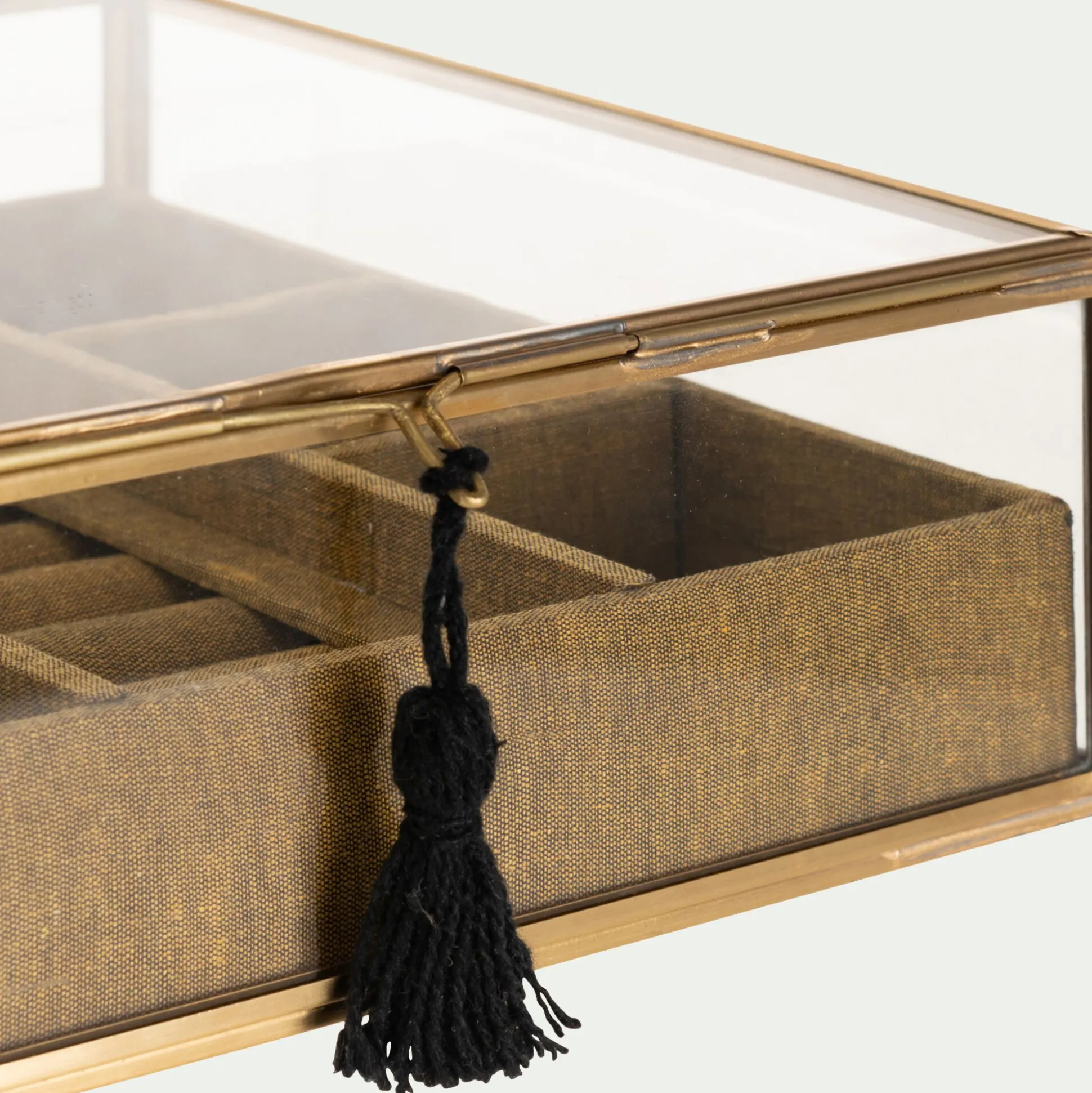 Boite en laiton et en verre 21x21x8cm - doré