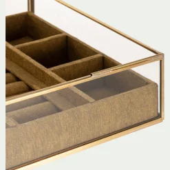 Boite en laiton et en verre 21x21x8cm - doré