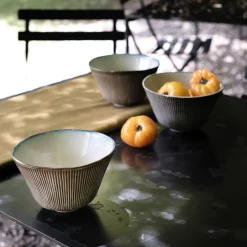 Bol en grès réactif D18cm - marron écorce