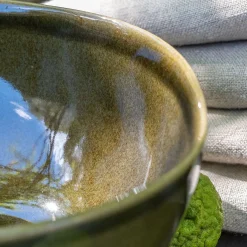 Bol organique en grès D16cm - vert cèdre