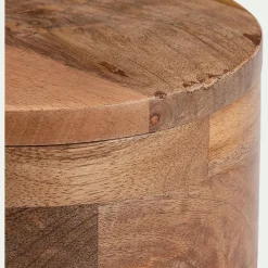 Boîte déco avec couvercle en manguier D15xH8,5cm - marron