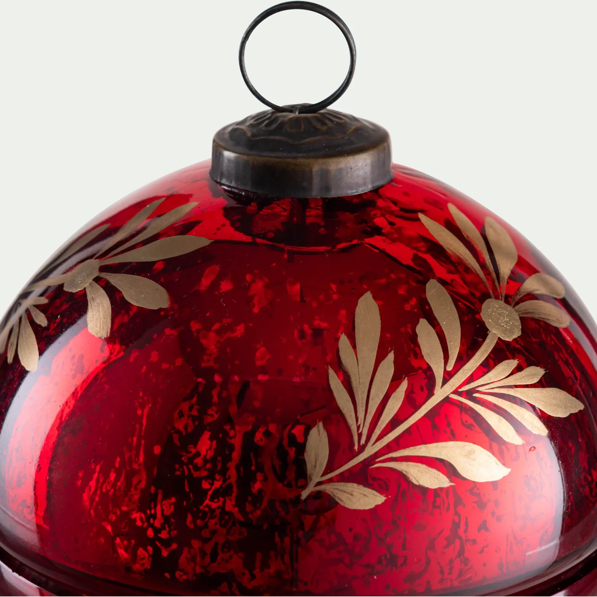 Boîte déco boule de Noël en verre D10cm - rouge