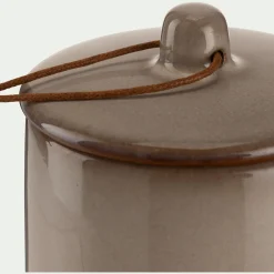 Boîte déco en grès H13,5cm - gris