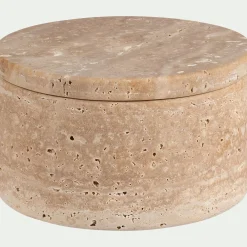 Boîte déco en travertin D11cm - naturel