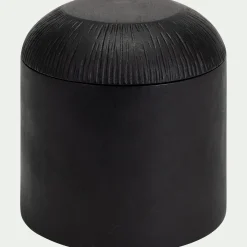 Boîte déco ronde en manguier D15xH15,5cm - noir