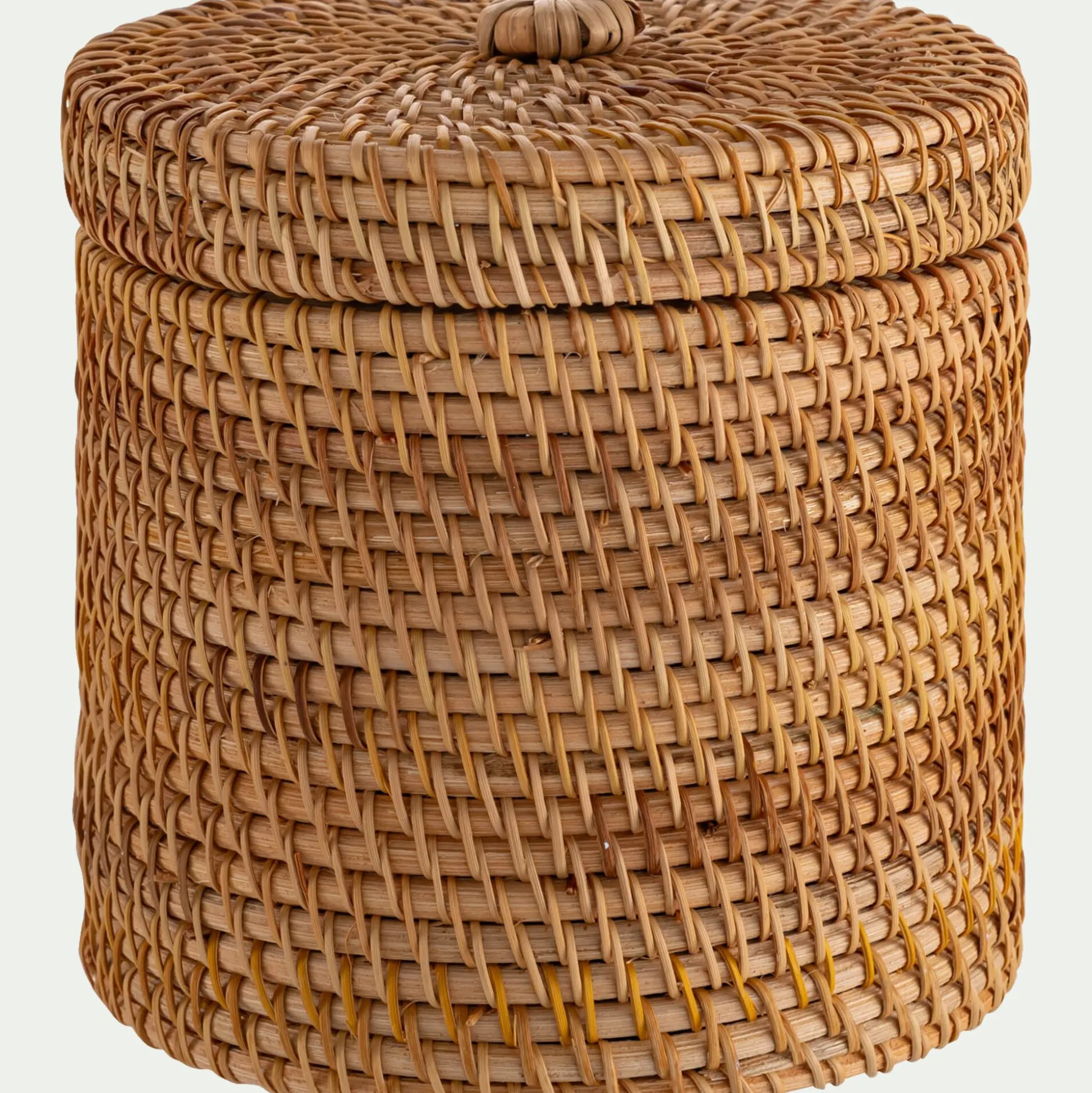 Boîte déco ronde en rotin D15xH15cm - naturel