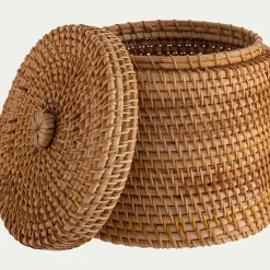 Boîte déco ronde en rotin D15xH15cm - naturel