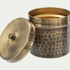 Boîte décorative ronde en fer - doré D10xH10cm