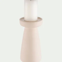 Bougeoir en grès D11,5xH22cm - beige