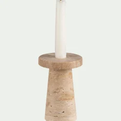 Bougeoir en travertin H13cm - naturel