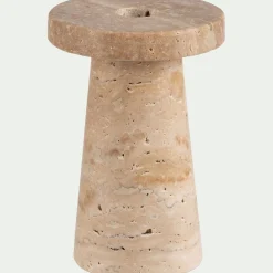 Bougeoir en travertin H13cm - naturel