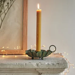 Bougeoir plat en fer H7cm - doré