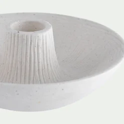 Bougeoir rond en grès D14xH5cm - blanc