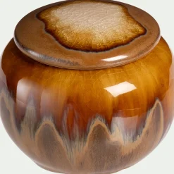 Bougie déco en grès H7cm - marron